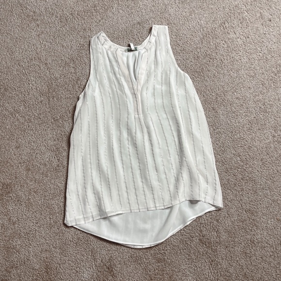 Joie Tops - Joie white gold stripe silk sleeveless blouse
